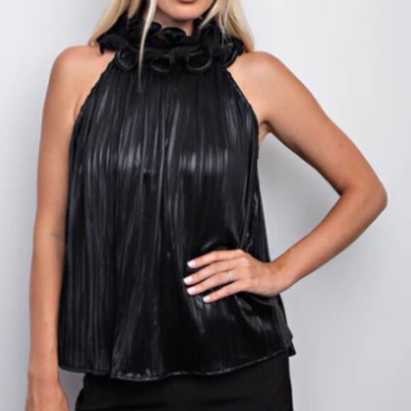 Prue Black Ruffle Neck Top - Picture 1 of 1